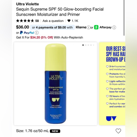 Ultra Violette SPF 50 Glow-Boosting Sunscreen - Blue and Yellow - Picture 1 of 5